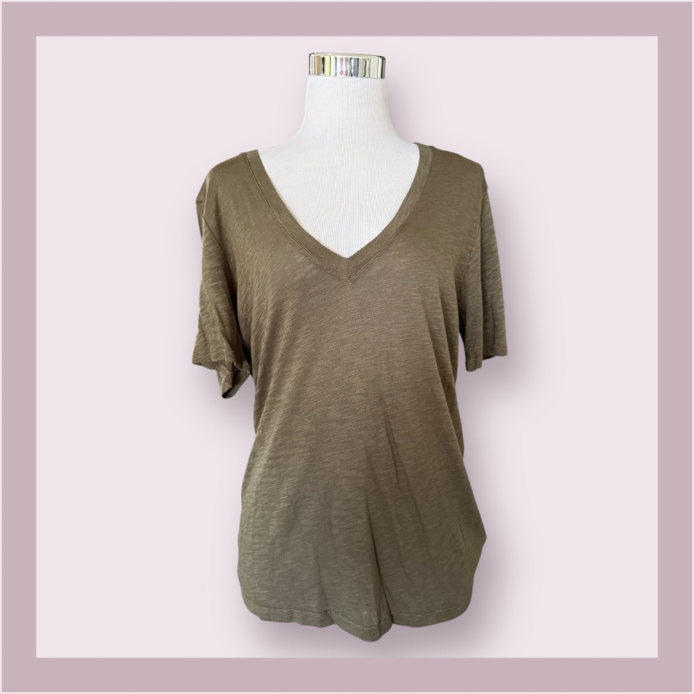 Splendid Green V-Neck Relaxed Short Sleeve Tee - Picture 3 of 5